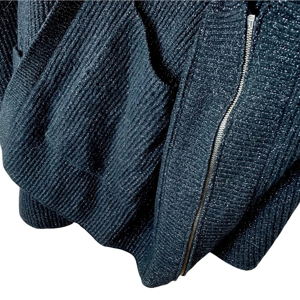 CAbi Luxury Poncho Wrap Cardigan Sweater Black Ribbed Glitter M/ L Style 4064 - Picture 8 of 11
